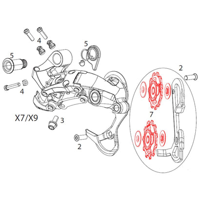 Roldanas de Desviador Traseiro SRAM X9/X/GX Tipo 2 2x10V (x2)