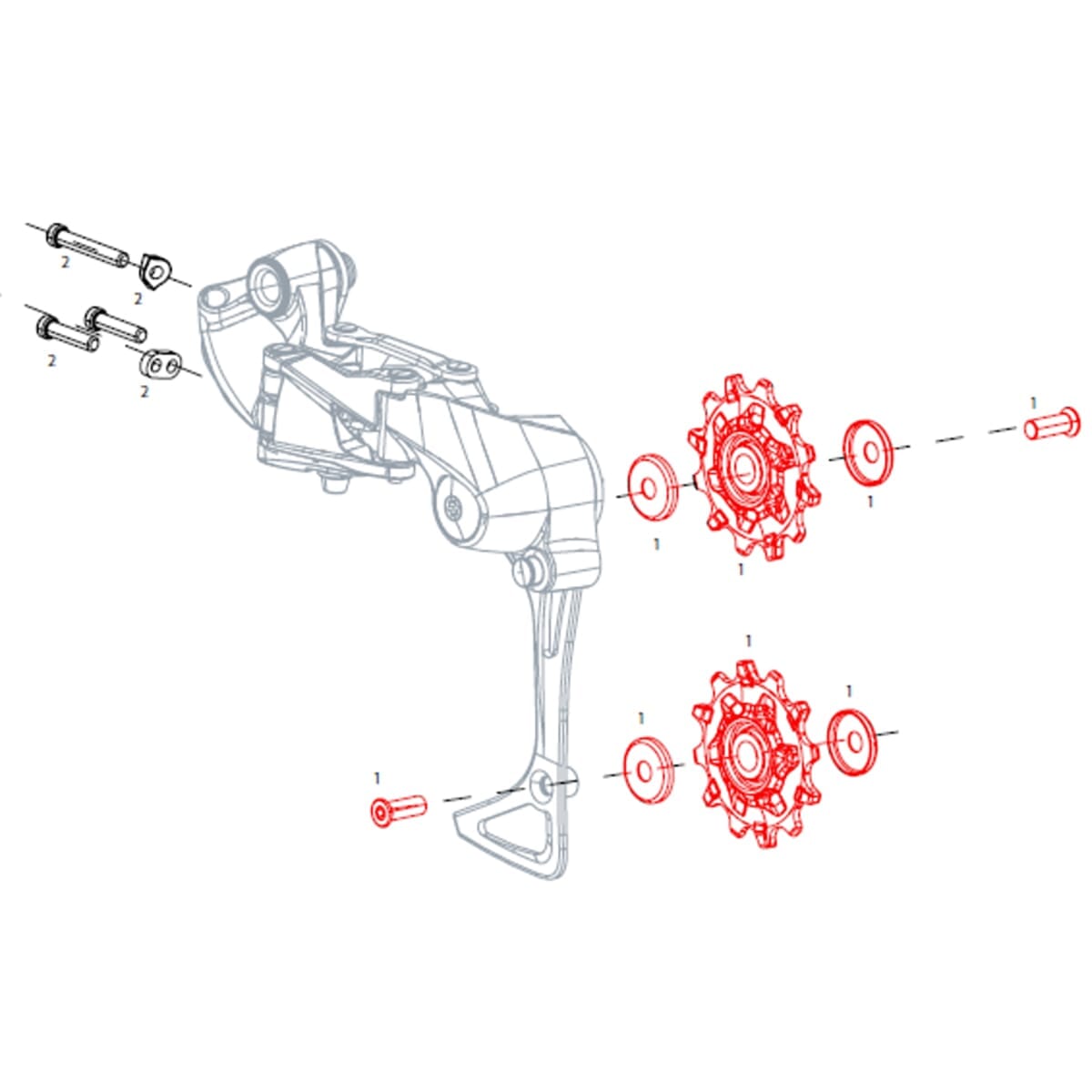 Galets de Dérailleur Arrière 11V SRAM APEX 1 / NX (x2)