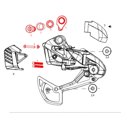 Parafusos de Fixação e Batente para Desviador Traseiro SRAM GX Eagle AXS #11.7518.098.006
