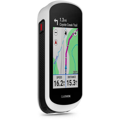 Conjunto GPS GARMIN EDGE EXPLORE 2 POWER com suporte alimentado — vista de três quartos, orientação por mapa