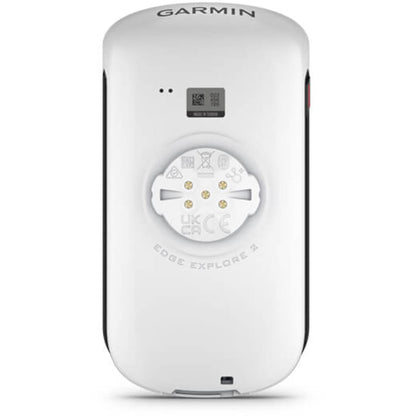 Conjunto GPS GARMIN EDGE EXPLORE 2 POWER com suporte alimentado — parte traseira e encaixe do GPS