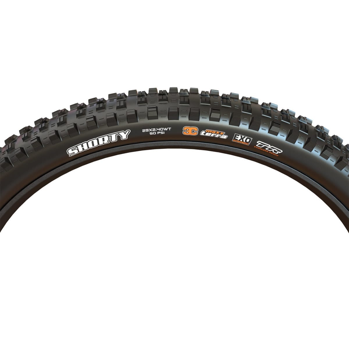 Pneu maxxis shorty 29x2.40 wt dh 3c maxxgrip cubless pronto flexível preto