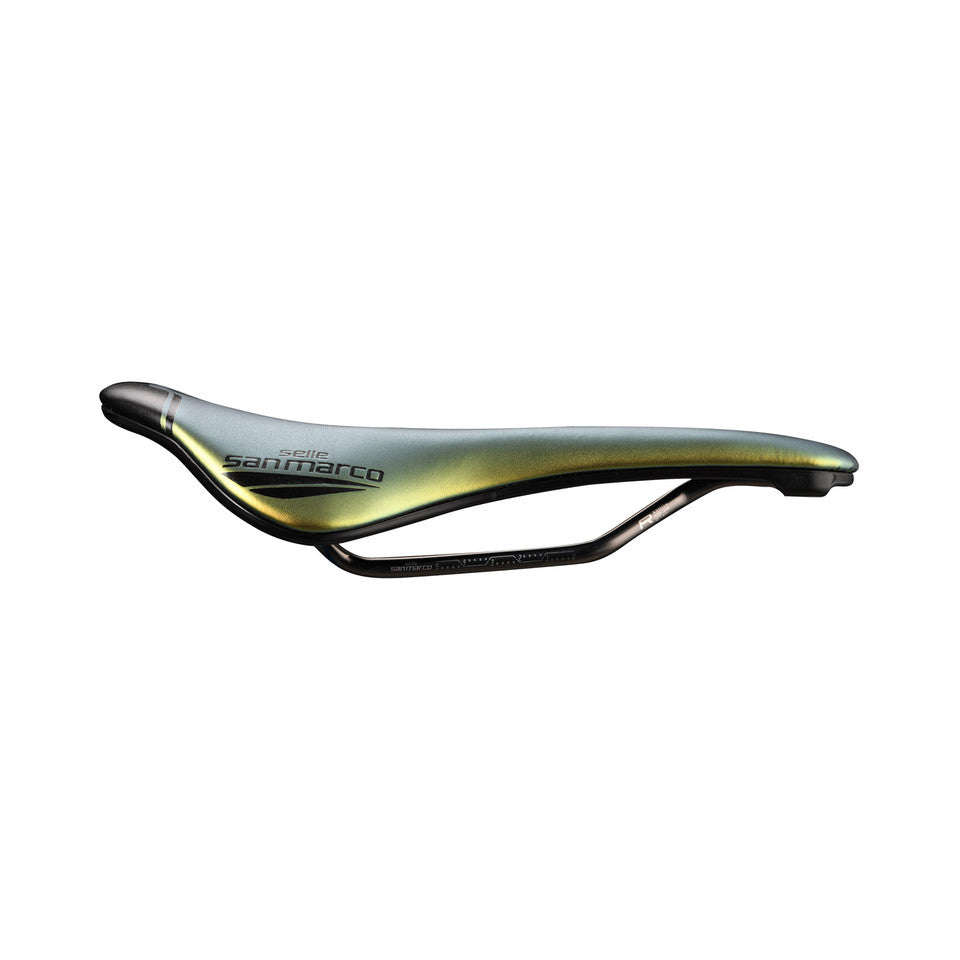 Selim SAN MARCO SHORTFIT 2.0 OPEN-FIT RACING S3 Largura 144 mm Carris de aço Xsilite Ouro