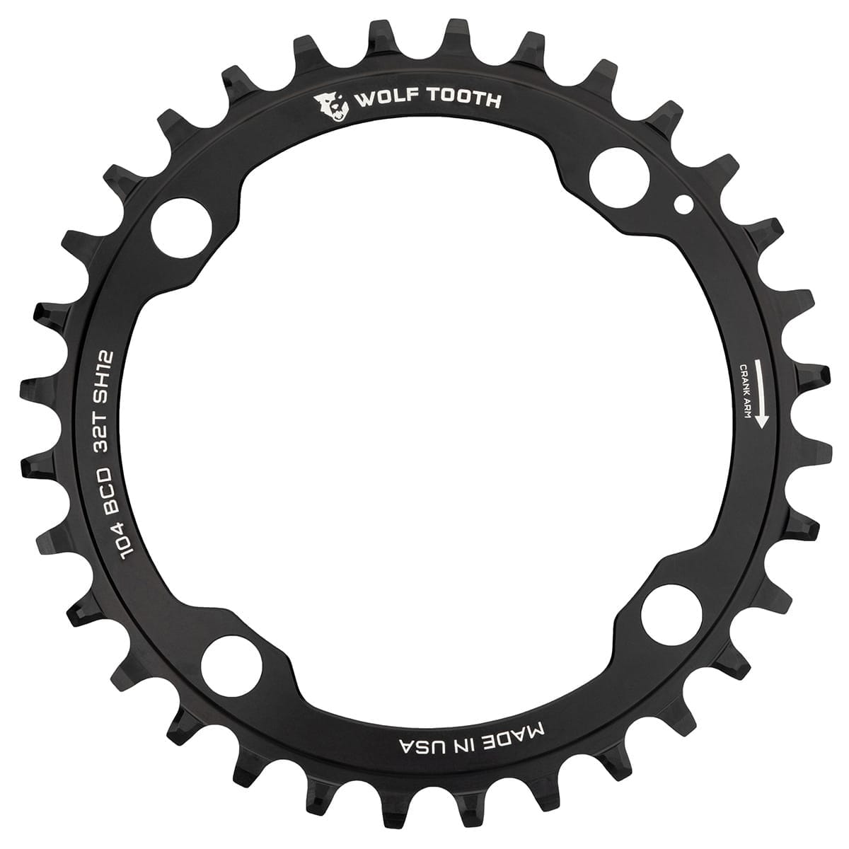 Plateau WOLF TOOTH 104 BCD 12V Shimano 4 Trous 104mm Noir