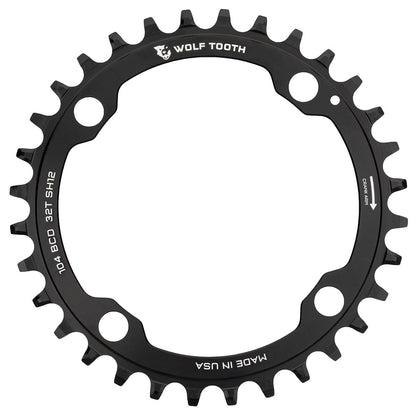Prato WOLF TOOTH 104 BCD 12V Shimano 4 Furos 104mm Preto