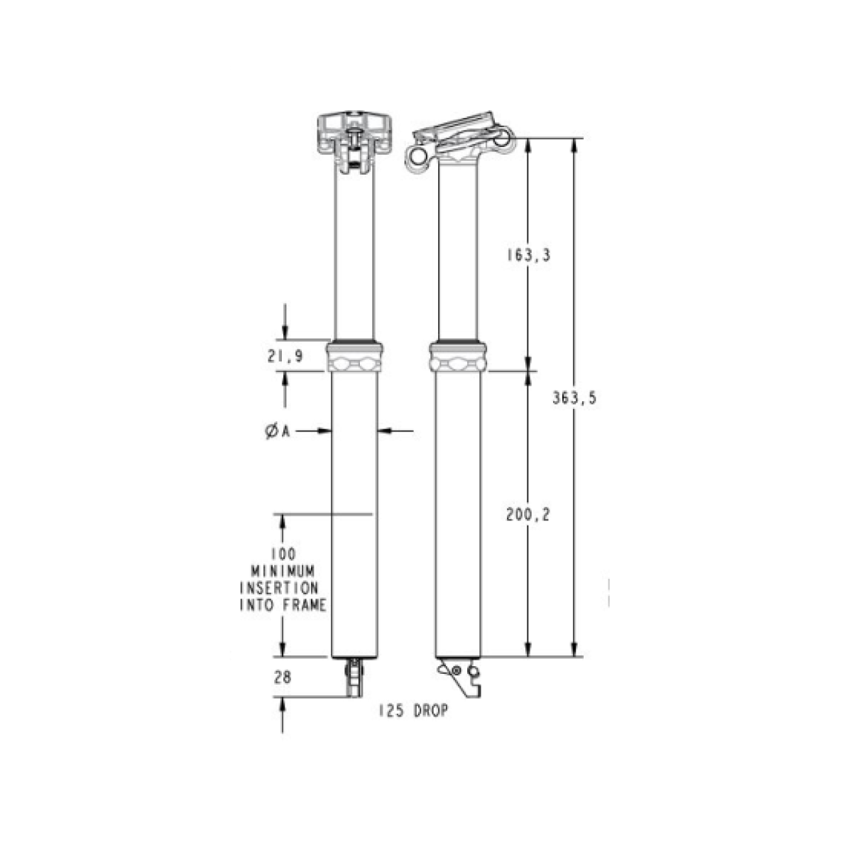 Espigão de selim telescópico FOX RACING SHOX TRANSFER FACTORY 125 mm