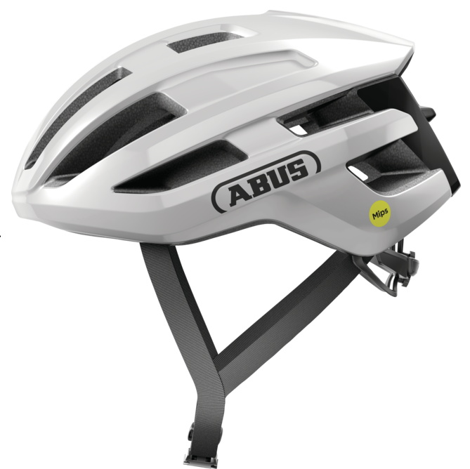 Capacete de estrada ABUS POWERDOME MIPS Branco Brilhante