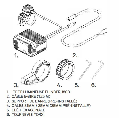 Iluminação dianteira PÁRA-BRISA KNOG E 1800