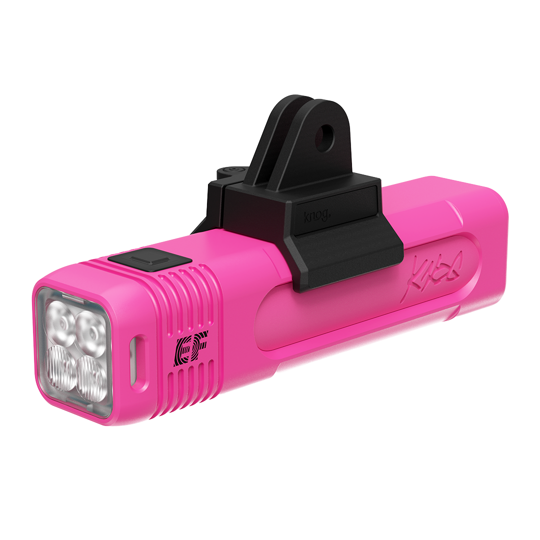 Luz frontal KNOG BLINDER PRO 900 cor-de-rosa - Edição limitada E.F. Pro Cycling