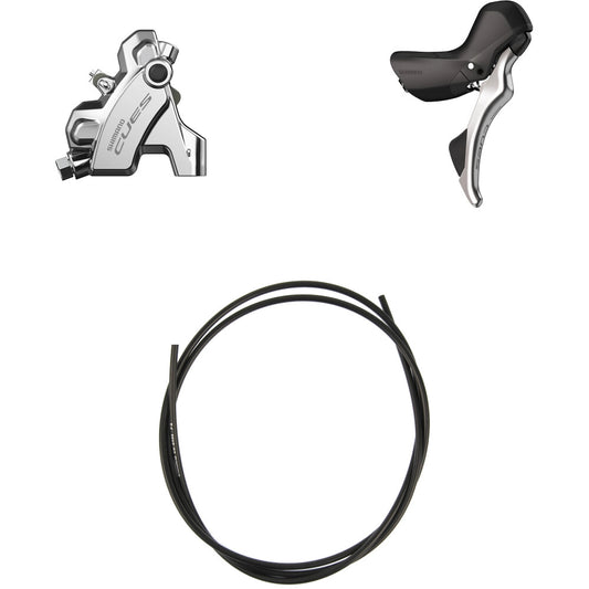 Manete Direita e Pinça Traseira SHIMANO CUES U6030 10/11V Flatmount Sem Disco- Edição Polish Silver