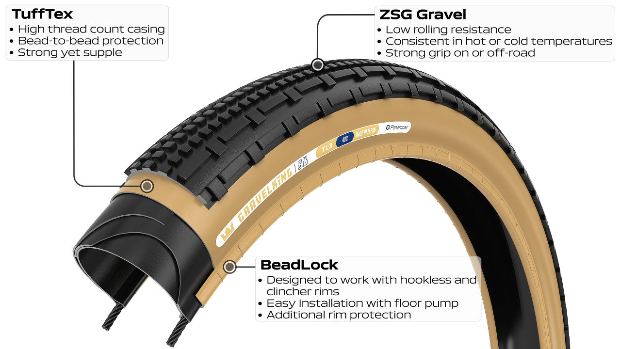 PANARACER GRAVELKING SK TLR 700x45c Tubeless Ready Pneu preto