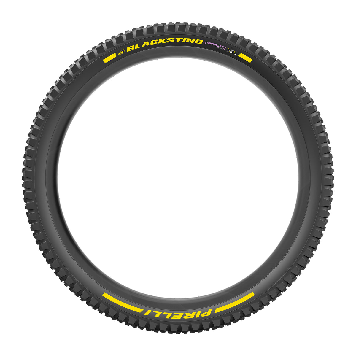 Pneu PIRELLI SCORPION BLACK STING 29x2.40 Supersoft DH+Wall Tubeless Ready de talão flexível Preto/Amarelo Edição de Equipa