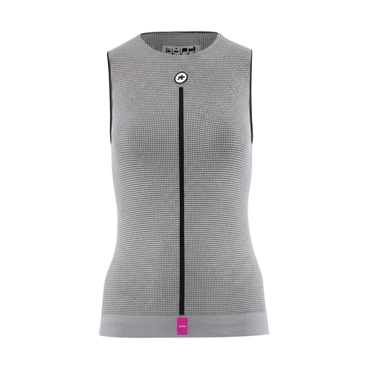 Roupa interior ASSOS NS SKIN LAYER P1 sem mangas para mulher, cinzenta