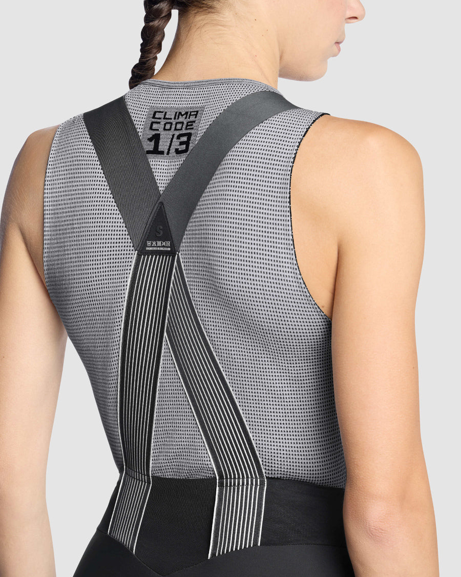 Roupa interior ASSOS NS SKIN LAYER P1 sem mangas para mulher, cinzenta