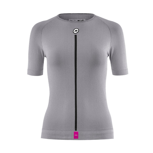 Roupa interior ASSOS NS SKIN LAYER P1 de manga curta para mulher, cinzenta