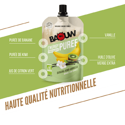 Puré Energético BAOUW Bio Receita de Frutas Banana/Kiwi/Baunilha (90g)