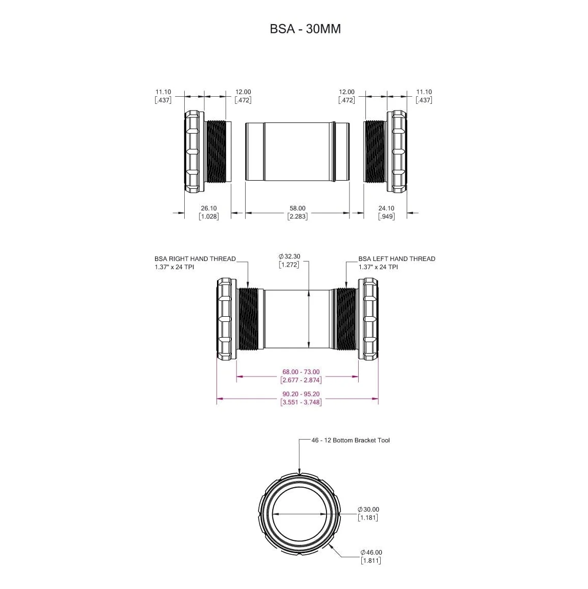 Pedaleira WOLFTOOTH BSA 30mm Raw Silver