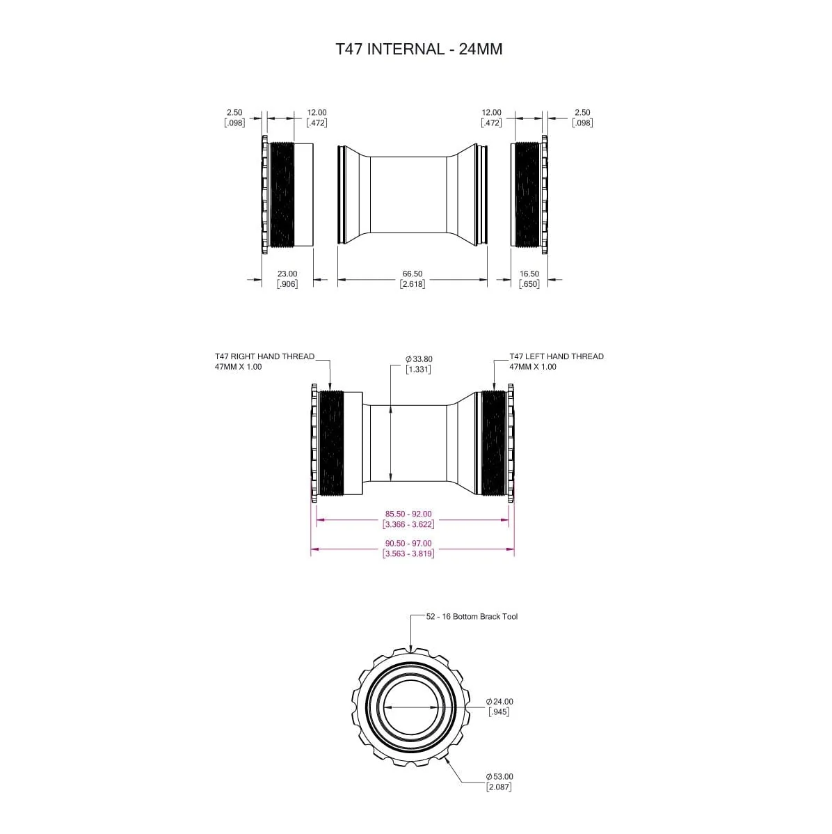 Pedaleira WOLFTOOTH T47 24mm Roxa