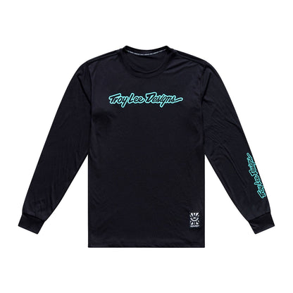 Maillot TROY LEE DESIGNS SKYLINE RIDE SIGNATURE Mangas Longas Preto/Turquesa