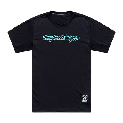 Maillot TROY LEE DESIGNS SKYLINE RIDE SIGNATURE Mangas Curtas Preto/Turquesa
