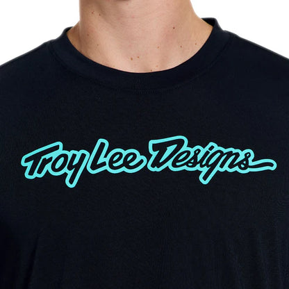 Maillot TROY LEE DESIGNS SKYLINE RIDE SIGNATURE Mangas Curtas Preto/Turquesa