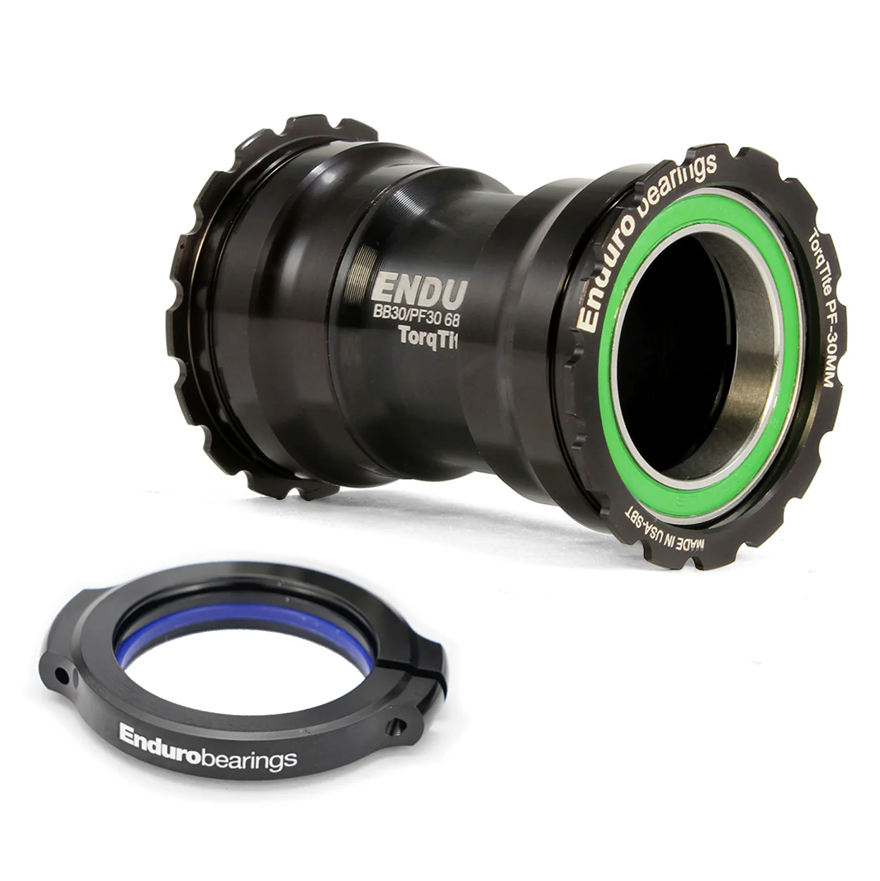 ENDURO BEARINGS Suporte inferior TorqTite PF30 com eixo de 30 mm (estreito) Aço inoxidável Preto