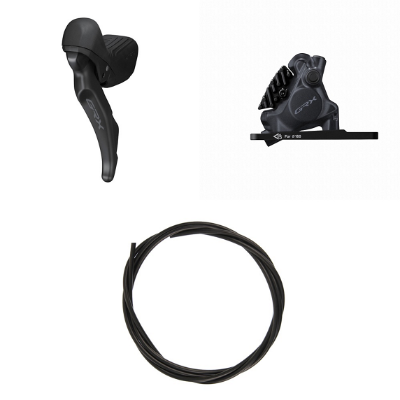 Manete esquerda e pinça dianteira SHIMANO GRX ST-RX610 + BR-RX400 Flat Mount