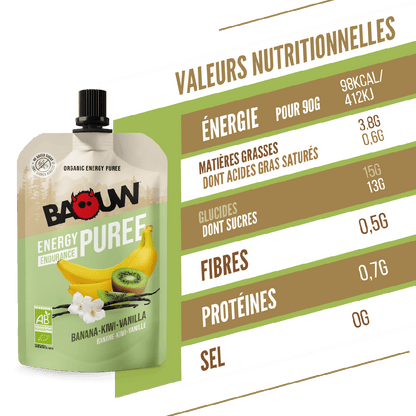 Puré Energético BAOUW Bio Receita de Frutas Banana/Kiwi/Baunilha (90g)