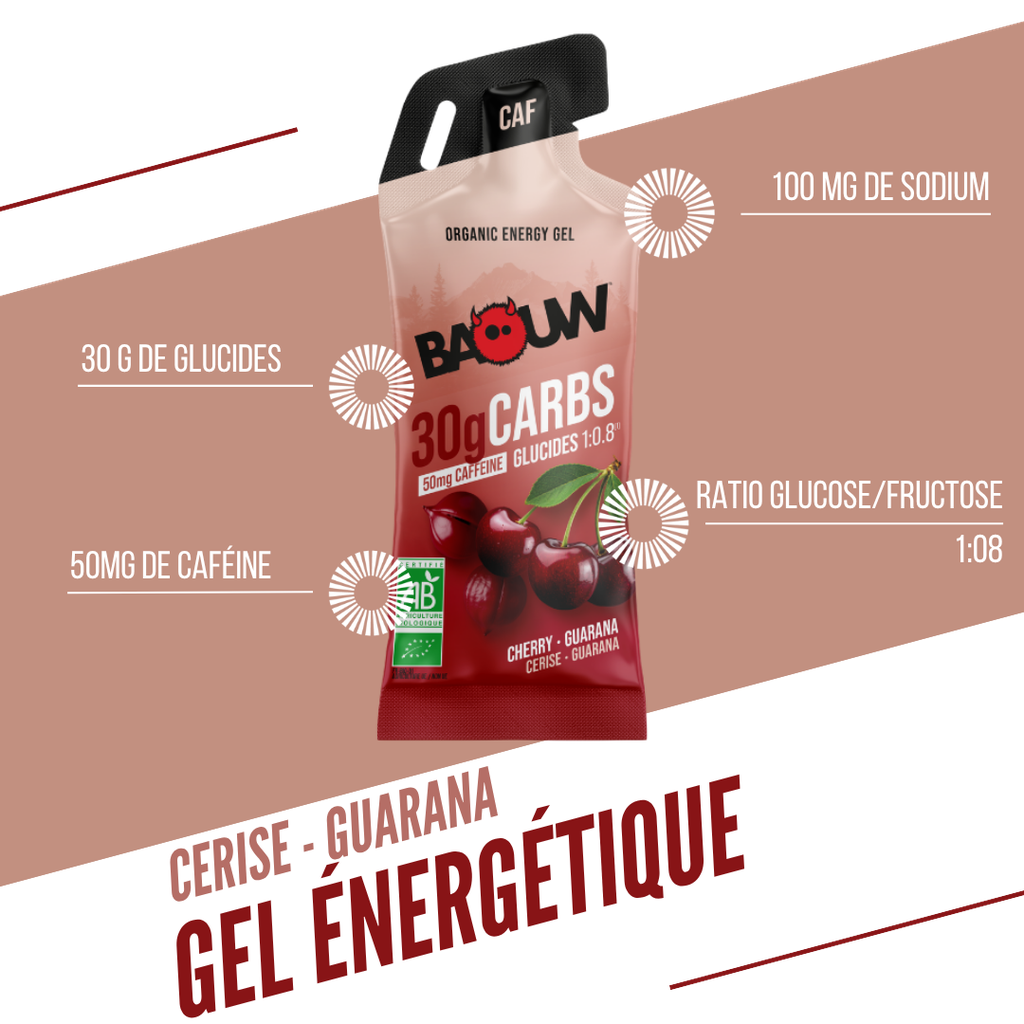 Gel Energético BAOW (44g) Limão/Cereja/Guaraná Cafeínado