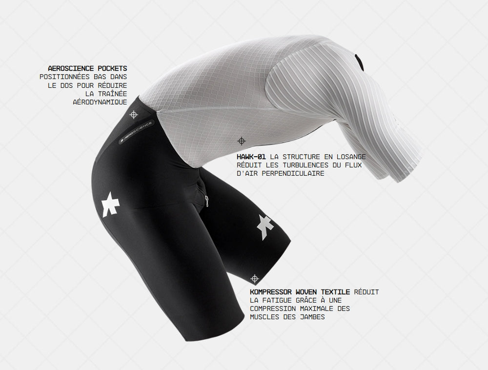 Fato de mergulho ASSOS EQUIPE RSR BOLIDE S11 Branco/Preto