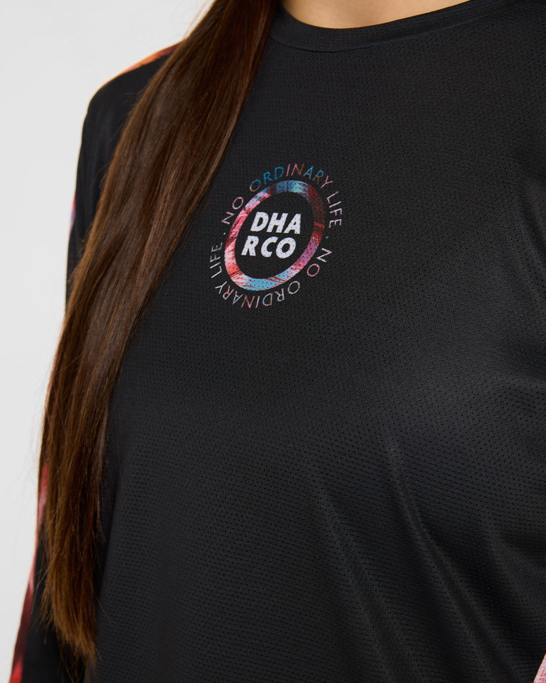 Camisola de manga comprida DHARCO RACE NEBULA para mulher Preto/Rosa