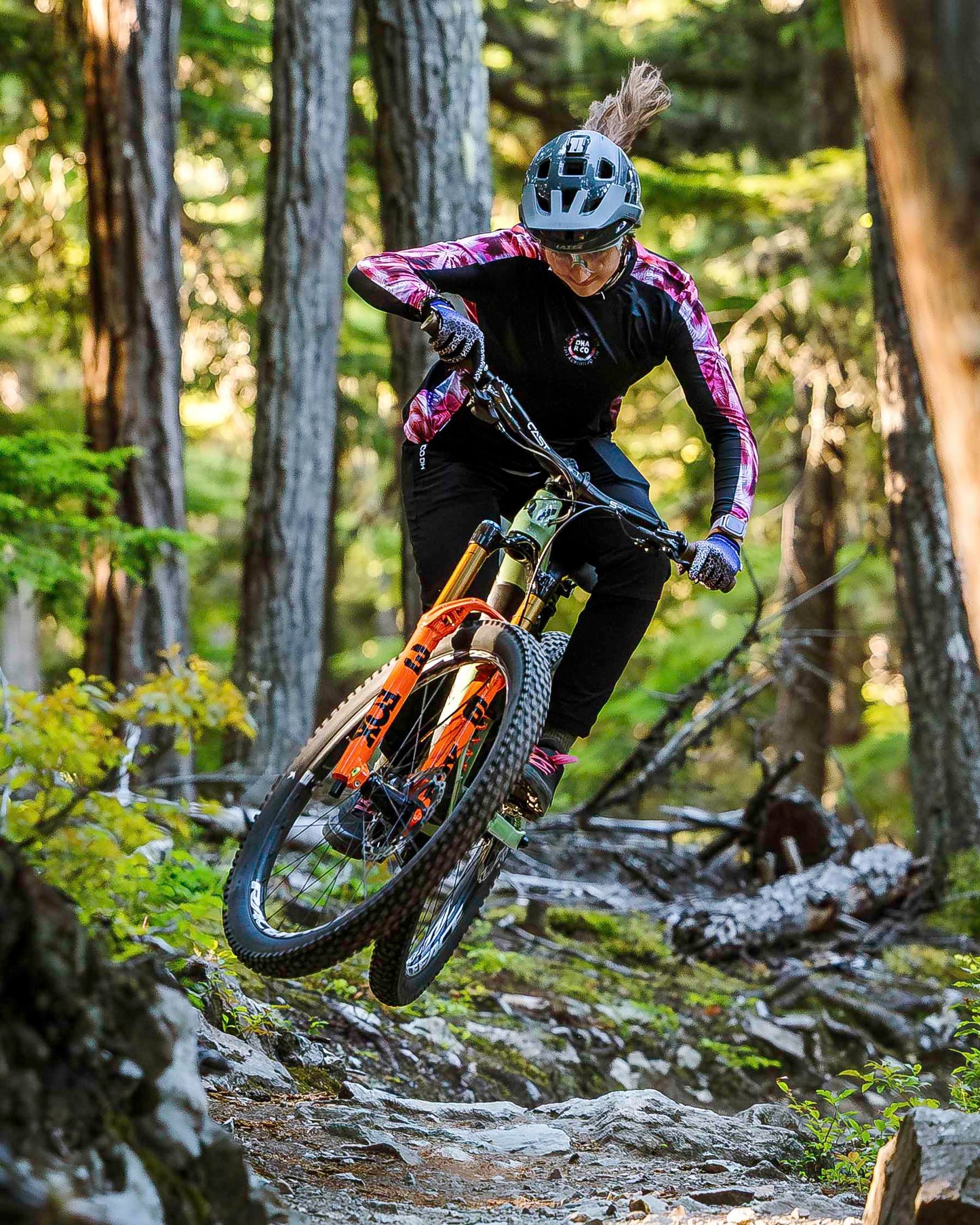 Camisola de manga comprida DHARCO RACE NEBULA para mulher Preto/Rosa