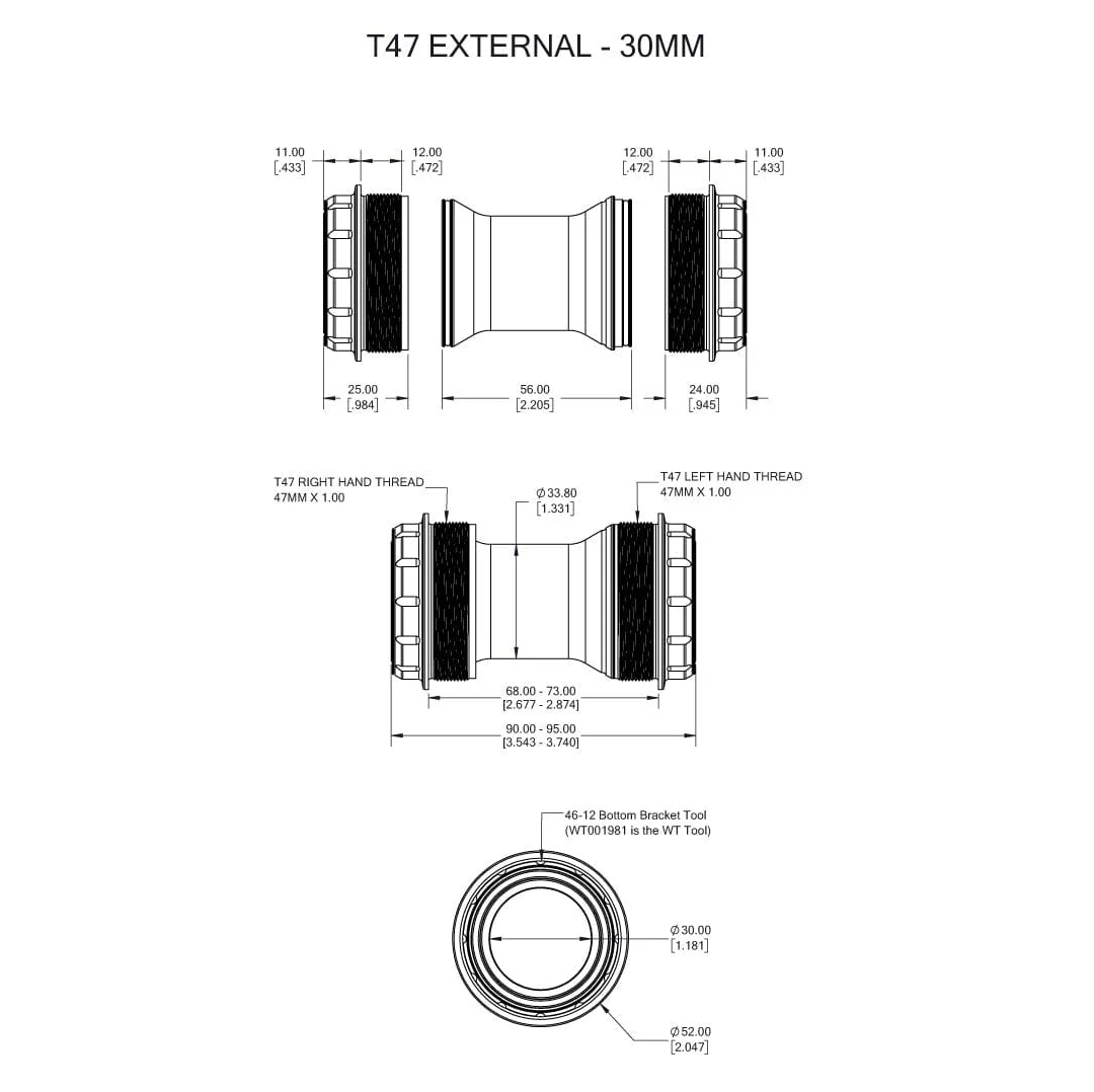 Pedaleira WOLFTOOTH T47 Externa 30mm Preta