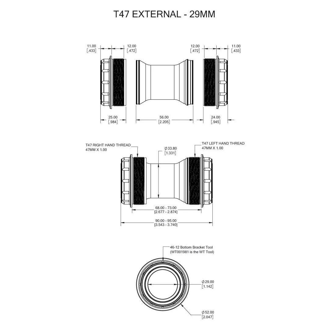Pedaleira WOLFTOOTH T47 Externa 29mm SRAM DUB Preta