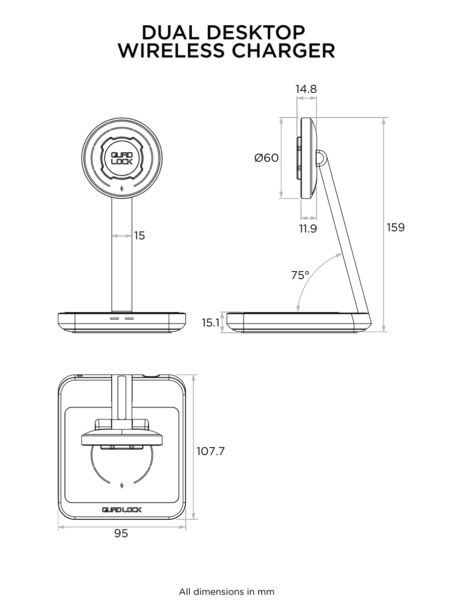 Carregador de indução de secretária duplo QUADLOCK