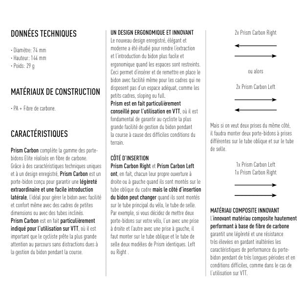 ELITE PRISM LEFT Suporte para garrafas de carbono Mat/Preto
