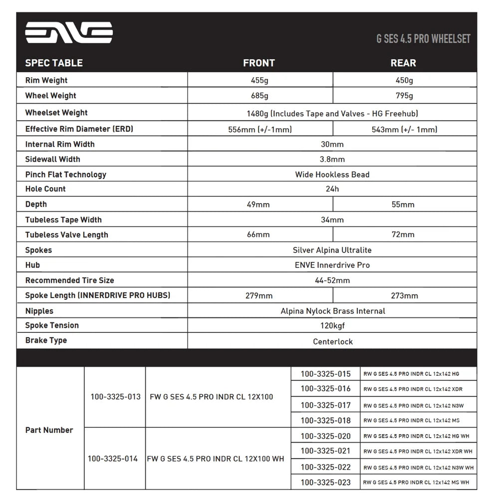Par de rodas ENVE G SES 4.5 Tubeless Ready (Center Lock) Preto/Cromo