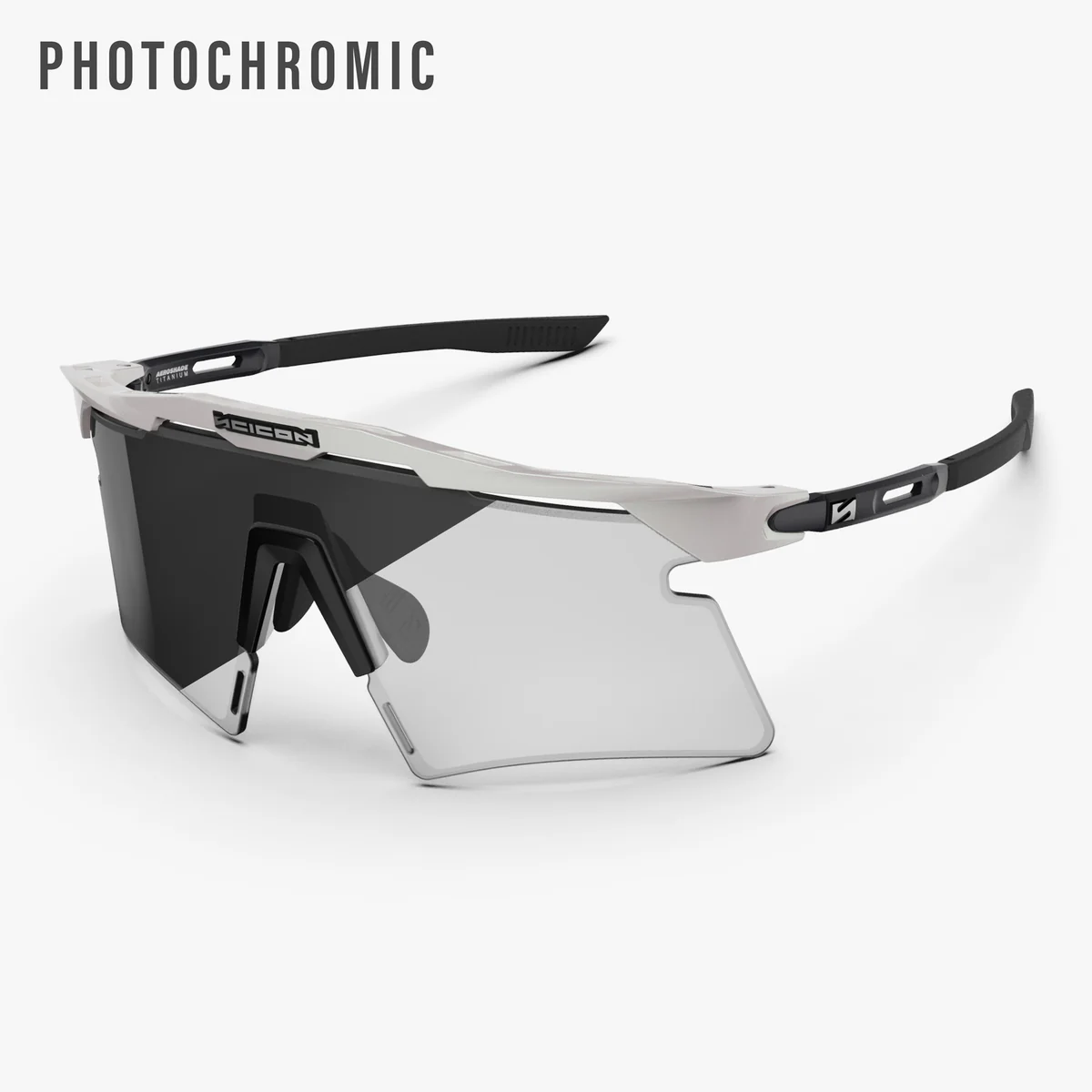 SCICON AEROSHADE 2.0 TITANIUM Óculos de metal branco Lentes fotocromáticas cinzentas