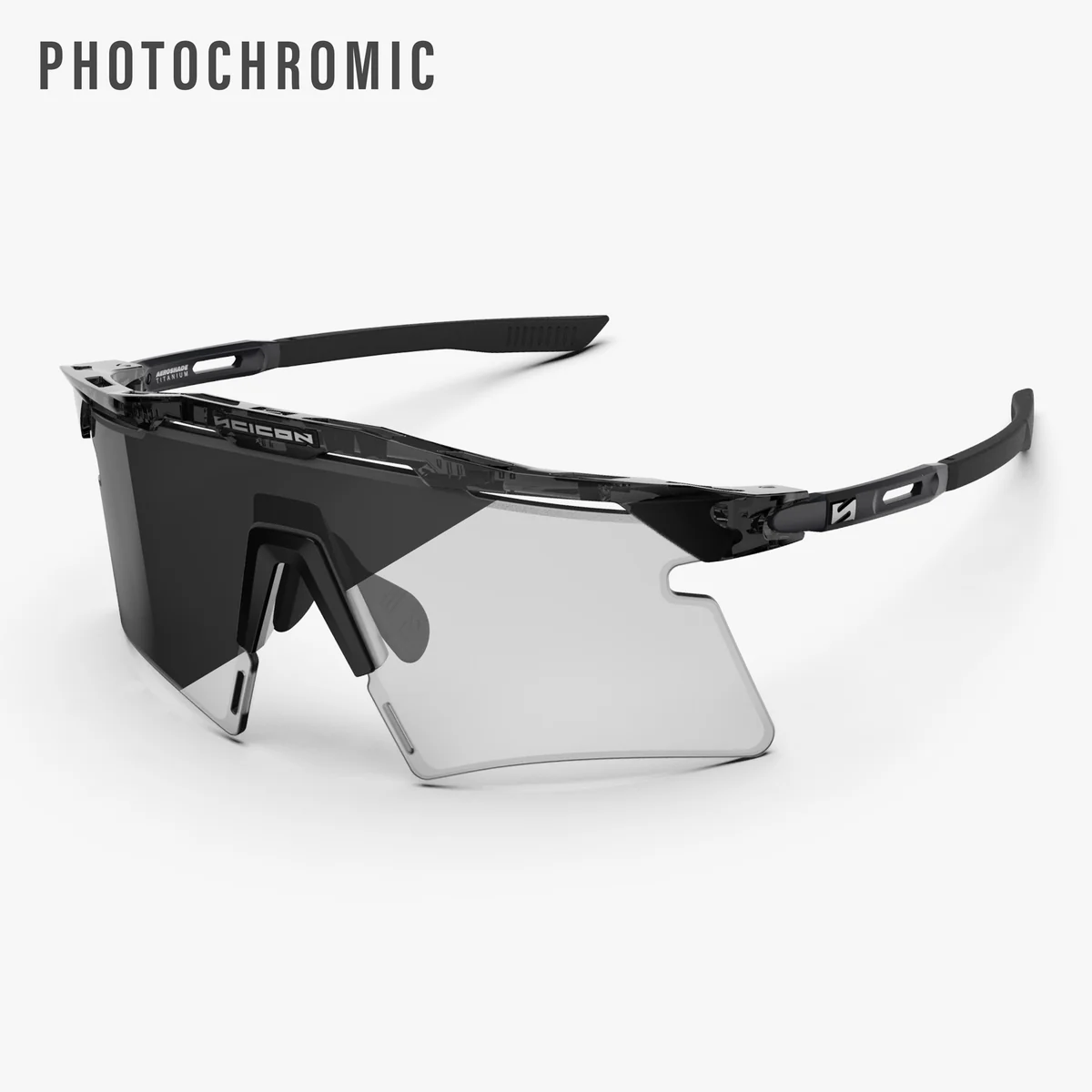 Óculos de sol SCICON AEROSHADE 2.0 TITANIUM Preto Cristal Brilhante Cinzento Lentes Fotocromáticas