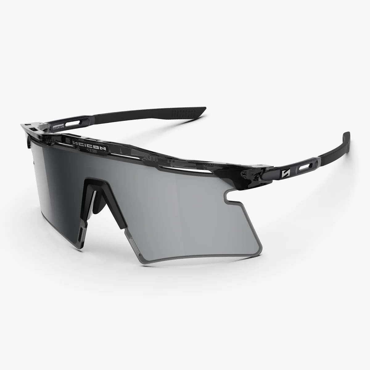 SCICON AEROSHADE 2.0 TITANIUM Glasses Black Crystal Gloss Multimirror Silver + Pink Lens