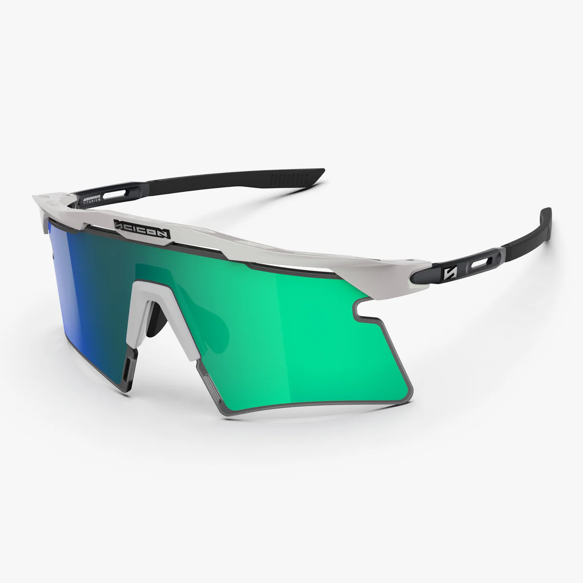 Óculos de sol SCICON AEROSHADE 2.0 TITANIUM Metal branco Lentes multi-espelho Azul Verde + Rosa