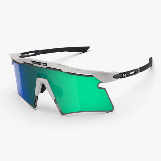 Óculos de sol SCICON AEROSHADE 2.0 TITANIUM Metal branco Lentes multi-espelho Azul Verde + Rosa