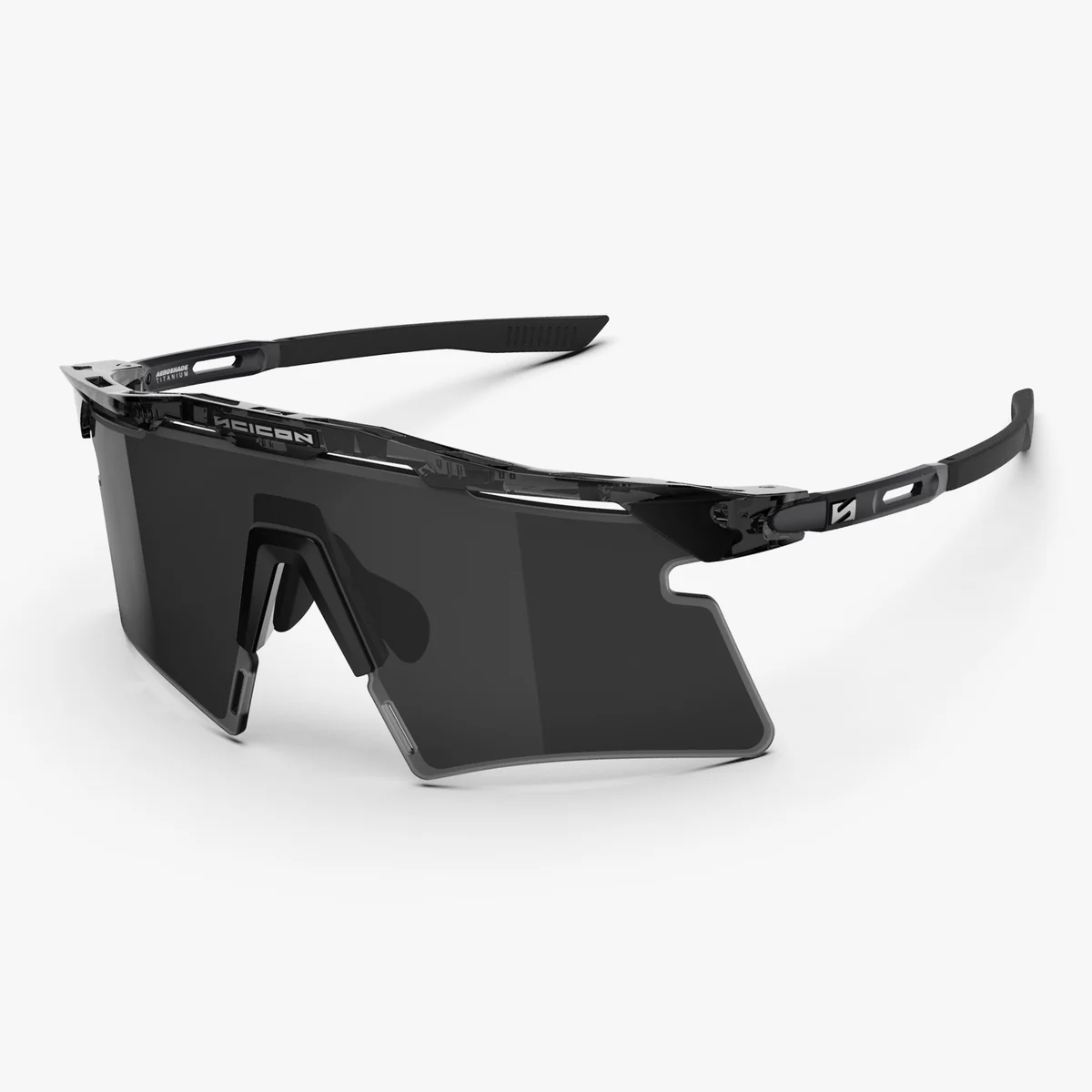 Óculos SCICON AEROSHADE 2.0 TITANIUM Preto Cristal Lente Brilhante Preto Fumo + Rosa