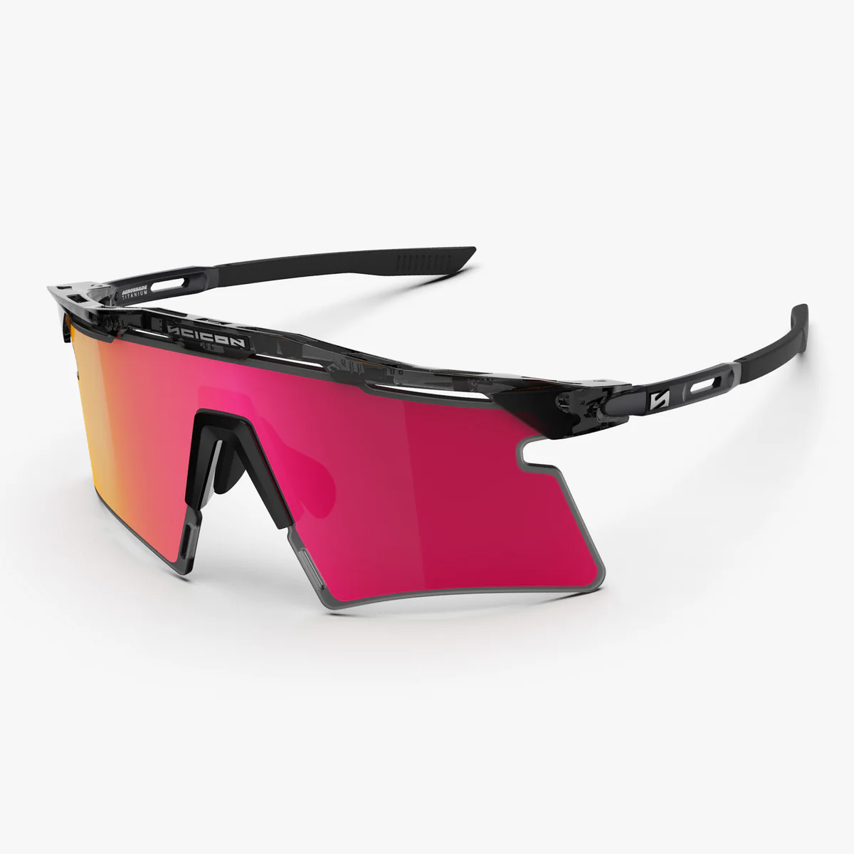 Óculos de sol SCICON AEROSHADE 2.0 TITANIUM Preto Cristal Brilhante Multirror Sunburts + Lente Rosa
