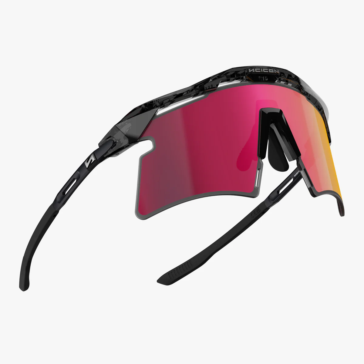 Óculos de sol SCICON AEROSHADE 2.0 TITANIUM Preto Cristal Brilhante Multirror Sunburts + Lente Rosa