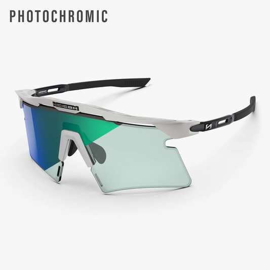 SCICON AEROSHADE 2.0 TITANIUM Óculos de metal branco Lentes fotocromáticas verde-azuladas