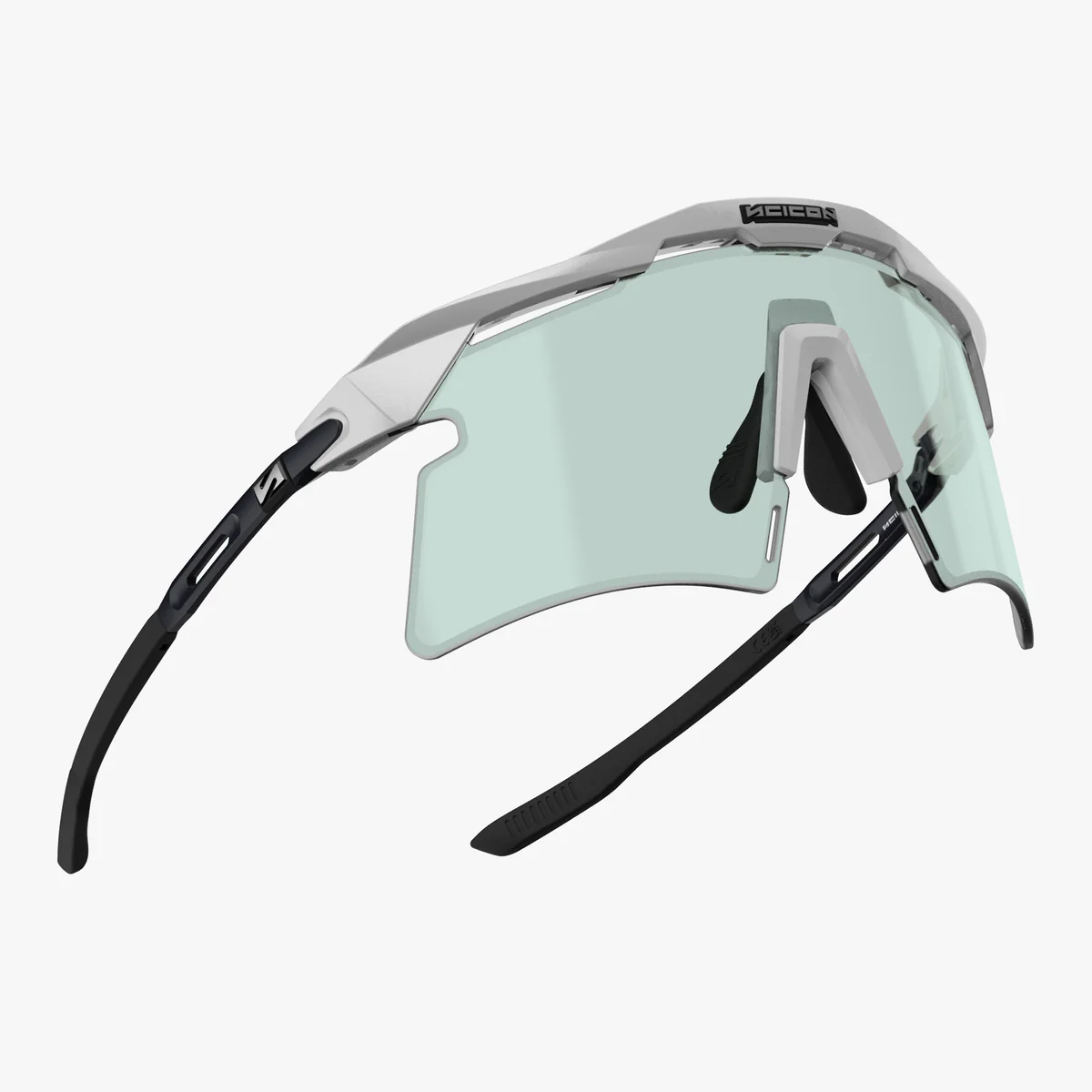 SCICON AEROSHADE 2.0 TITANIUM Óculos de metal branco Lentes fotocromáticas verde-azuladas