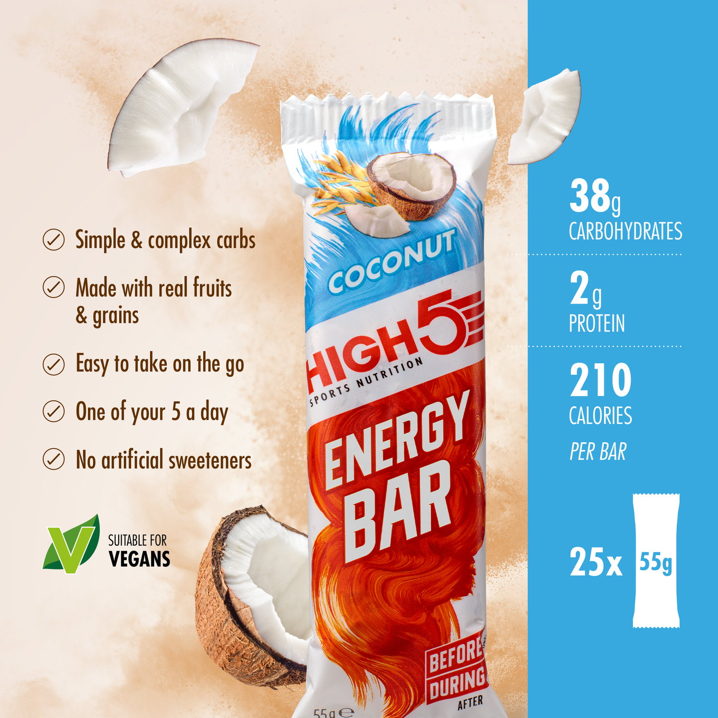 BARRA ENERGÉTICA HIGH5 (55g) Coco