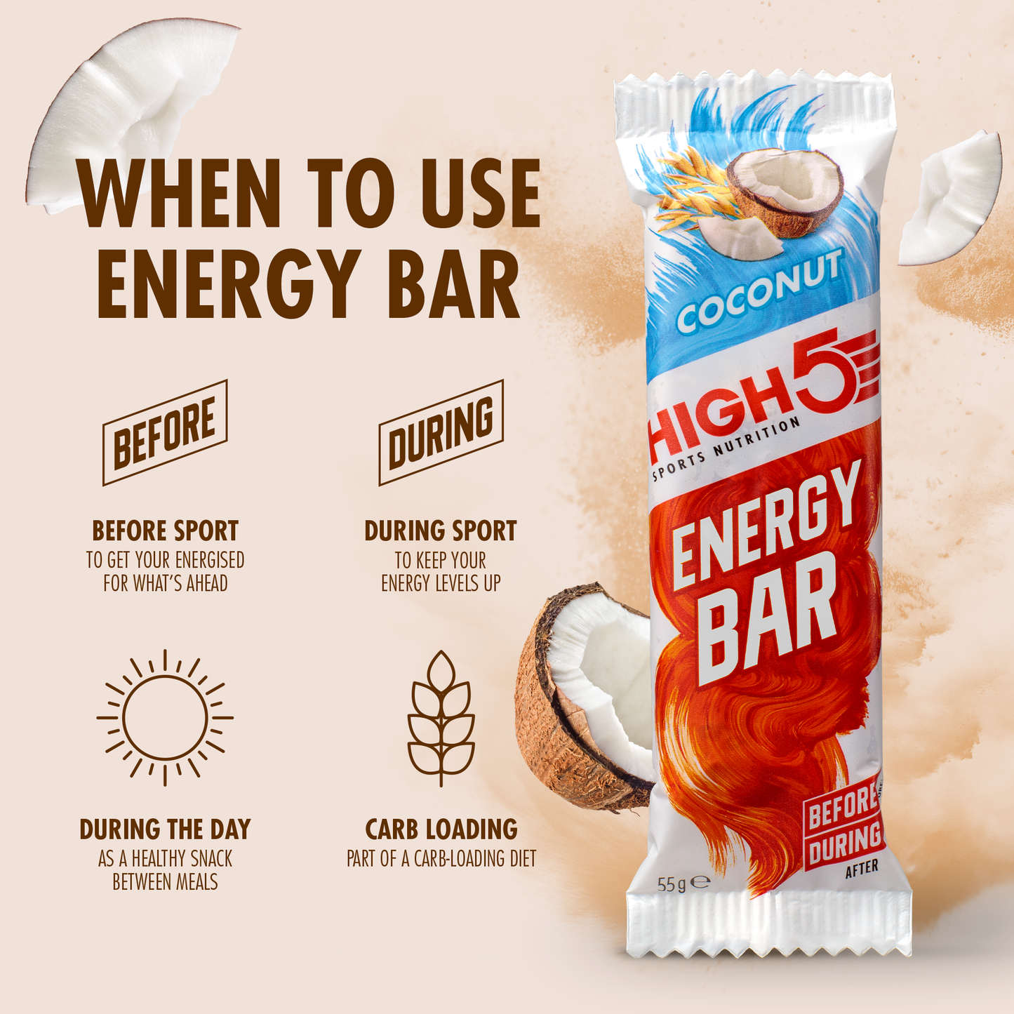 BARRA ENERGÉTICA HIGH5 (55g) Coco