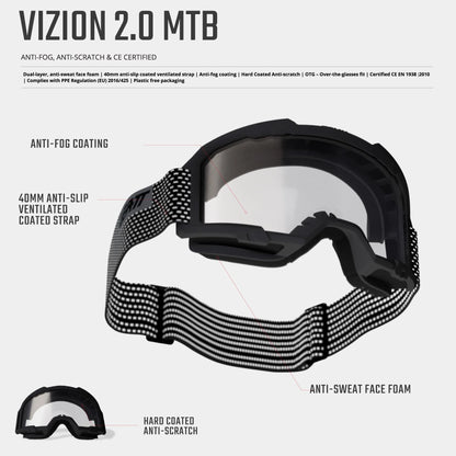Máscara LEATT VIZION 2.0 MTB Preto Ecrã Transparente